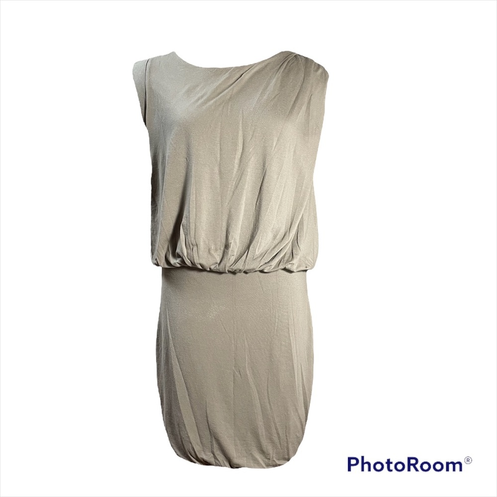 Supertrash sleeveless light mocha knit sheath dress size S